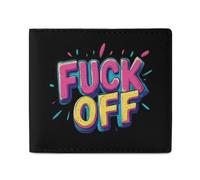 FCK Off Leather Wallet Slim Purse with ID Window RFID Blocking Bifold for Men Women