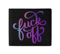 FCK Off Men Wallet Leather Bifold Wallets with Window Slim Minimalist Front Pocket