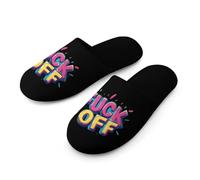 Fck Off Men's Flannel Slipper Soft Non Slip House Shoes Comfy Winter Warm Indoor Outdoor Slippers