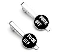 Fck Off Men's Tie Clip Classic Necktie Tie Bar 2 Pack Clasp Clip for Wedding Anniversary Business Gifts