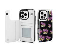 Fck Off Phone Case Compatible with iPhone 16/16 Plus/16 Pro/16 Pro Max/ 16 E/16 SE4 Flip Protective Cover with Card Holder