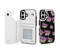 Fck Off Phone Case Compatible with iPhone 16/16 Plus/16 Pro/16 Pro Max/ 16 E/16 SE4 Flip Protective Cover with Card Holder