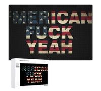 Fck Yeah Vintage U.S. Flag Funny Wooden Picture Puzzle Wood Jigsaw Creative Gift for Adults And Family Game