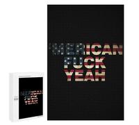 Fck Yeah Vintage U.S. Flag Funny Wooden Picture Vertical Version Puzzle Wood Jigsaw Creative Gift for Adults And Family Game