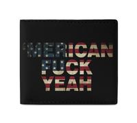 FCK Yeah Vintage U.S. Flag Leather Wallet Slim Purse with ID Window RFID Blocking Bifold for Men Women
