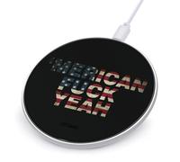 Fck Yeah Vintage U.S. Flag Wireless Charger Pad 10W Max Compatible with iPhone Portable Fast Charging Station