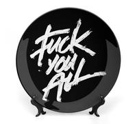 FCK You All Decorative Plate Ceramic China Plates with Display Stand for Home Wall Decor 10inch