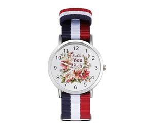 FCK You Bitch Custom Quartz Watches Arabic Numerals Wrist Watch with Adjustable Strap for Men Women