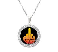 Fck You Middle Finger Women's Necklaces Round Long Alloy Pendant Necklace Minimalist Tiny Jewelry Gift Silver-style