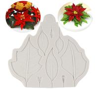 FCKEMLDS Poinsettia Leaf Silicone Fondant Mold For Cake Decorating Cupcake Topper Candy Chocolate Gum Paste Polymer Clay