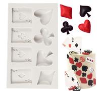 FCKEMLDS Poker Silicone Molds Playing Cards Hearts Diamonds Spades Clubs Fondant Mold For Cake Decoration Chocolate Candy Cupcake Topper Sugar Craft Gum Paste Polymer Clay