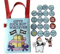 Fckin’ Holiday Vibe Embroidered Tote - Merry FCking Christmas Embroidered Tote with 19 ‘Zero F’s Given’Coins & Bonus, Sarcastic Christmas for Gifes (E#)