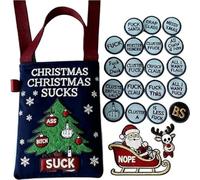 Fckin’ Holiday Vibe Embroidered Tote - Merry FCking Christmas Embroidered Tote with 19 ‘Zero F’s Given’Coins & Bonus, Sarcastic Christmas for Gifes (G#)