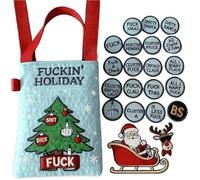 Fckin’ Holiday Vibe Embroidered Tote - Merry FCking Christmas Embroidered Tote with 19 ‘Zero F’s Given’Coins & Bonus, Sarcastic Christmas for Gifes (H#)