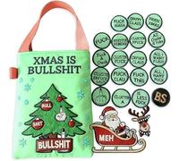Fckin’ Holiday Vibe Embroidered Tote - Merry FCking Christmas Embroidered Tote with 19 ‘Zero F’s Given’Coins & Bonus, Sarcastic Christmas for Gifes (A#)