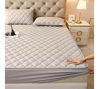 FCLDESHOP Super King Size Fitted Sheet,Thick Quilted Seam Bedding Sheets, Solid Color Embroidered Non Slip Mattress Cover For Single Double Bed,grey,180 * 220cm