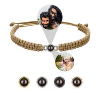 FCLEIH Bracelets with Picture inside, Customized Projection Bracelets with Photos, Picture Bracelet Personalized Photo, Women's Italian Style Custom Bracelet, Memorial Gifts for Women/Men-B-Brown