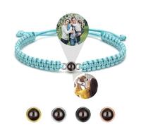 FCLEIH Bracelets with Picture inside, Customized Projection Bracelets with Photos, Picture Bracelet Personalized Photo, Women's Italian Style Custom Bracelet, Memorial Gifts for Women/Men-B-Blue