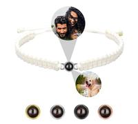 FCLEIH Bracelets with Picture inside, Customized Projection Bracelets with Photos, Picture Bracelet Personalized Photo, Women's Italian Style Custom Bracelet, Memorial Gifts for Women/Men-B-White