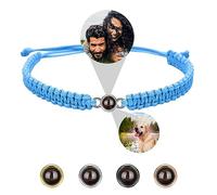 FCLEIH Bracelets with Picture inside, Customized Projection Bracelets with Photos, Picture Bracelet Personalized Photo, Women's Italian Style Custom Bracelet, Memorial Gifts for Women/Men-B-Navy Blue
