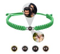 FCLEIH Bracelets with Picture inside, Customized Projection Bracelets with Photos, Picture Bracelet Personalized Photo, Women's Italian Style Custom Bracelet, Memorial Gifts for Women/Men-B-Green