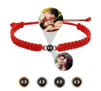 FCLEIH Bracelets with Picture inside, Customized Projection Bracelets with Photos, Picture Bracelet Personalized Photo, Women's Italian Style Custom Bracelet, Memorial Gifts for Women/Men-B-Red
