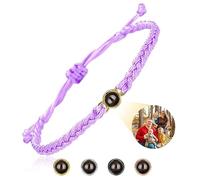 FCLEIH Bracelets with Picture inside, Customized Projection Bracelets with Photos, Picture Bracelet Personalized Photo, Women's Italian Style Custom Bracelet, Memorial Gifts for Women/Men-A-Purple