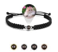 FCLEIH Bracelets with Picture inside, Customized Projection Bracelets with Photos, Picture Bracelet Personalized Photo, Women's Italian Style Custom Bracelet, Memorial Gifts for Women/Men-B-Black
