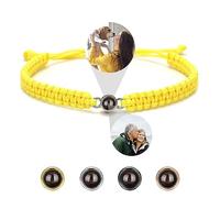 FCLEIH Bracelets with Picture inside, Customized Projection Bracelets with Photos, Picture Bracelet Personalized Photo, Women's Italian Style Custom Bracelet, Memorial Gifts for Women/Men-B-Yellow