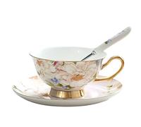 FCLSVOQZ 1Pc Euro Style Bone China Cup& Saucer Set, Ceramic Tea Coffee Cup Compatible with Home Kitchen Wedding(Pink)