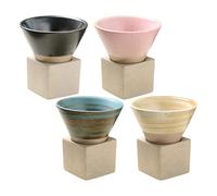 FCLSVOQZ 4pcs Ceramic Coffee Mugs with Base, 100ml/3oz Triangular Cone Shape Porcelain-Cup Tea-Cup, Compatible with Coffee, Tea, Latte and Milkshake(B Set of 4)