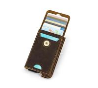 FCLSVOQZ Hiram Vintage Genuine Leather RFID Blocking Card Holder Wallet Compatible with Men Luxury Card Wallet Case Aluminum Metal Slim Cardholder