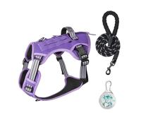 FCLSVOQZ Large Dog Tactical Vest Multi-Function Compatible Harness With Anti-Pull Design Compatible With Outdoor Training Gear(Monet Purple Night T,S)