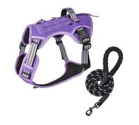 FCLSVOQZ Large Dog Tactical Vest Multi-Function Compatible Harness With Anti-Pull Design Compatible With Outdoor Training Gear(Monet Purple 1.5Beig,S)