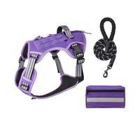 FCLSVOQZ Large Dog Tactical Vest Multi-Function Compatible Harness With Anti-Pull Design Compatible With Outdoor Training Gear(Monet Purple Travel,L)