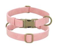 FCLSVOQZ Personalized Anti-lost Dog Collar Custom Dog ID Tag Collars Soft PU Leather Pet Collars Free Engraved Metal Buckle Compatible With Bulldog(Pink,M)