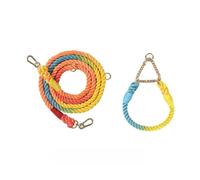FCLSVOQZ Rainbow Macaron Dog Collar And Leash Set Anti-break-free Compatible With Medium Large Dogs Corgi Shiba Collar(4 Rainbow 2.1m,L)