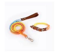 FCLSVOQZ Rainbow Macaron Dog Collar And Leash Set Anti-break-free Compatible With Medium Large Dogs Corgi Shiba Collar(3 Rainbow 1.5m,L)