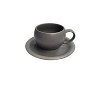 FCLSVOQZ Vintage Egg-Shaped Ceramic Coffee Cup and Saucer Set Compatible with Home Use - Light Luxury Simple Latte Art Embossed Cappuccino(Gray A)