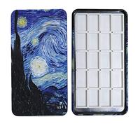 FCLUB Watercolor Tins Palette Paint Case with 20Pcs Full Pans Carrying Magnetic Stripe on The Bottom - Starry Night by Vincent Van Gosh