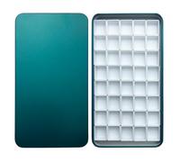 FCLUB Watercolor Palette Paint Tin Case with 40 Empty White Plastic Half Pans, Magnetic Squares - Portable DIY Watercolor Palette for Artists