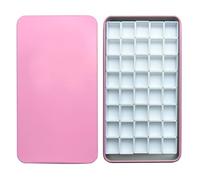 FCLUB Watercolor Palette Paint Tin Case with 40 Empty White Plastic Half Pans, Magnetic Squares - Portable DIY Watercolor Palette for Artists