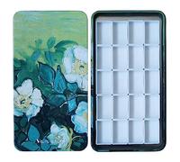 FCLUB Watercolor Palette Tin Box with 20 Full Pans, Empty Magnetic Squares - Metal Art Paint Mixing Tray for Watercolor Painting, Portable Paint Box for Artists