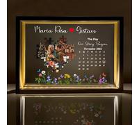 FCLYDER Custom Acrylic Plaque Printed with Photo, The Day I Found My Missing Piece Light Frame, Customized Picture Frame with LED Night Light, Gifts for Couples, Valentine's Day