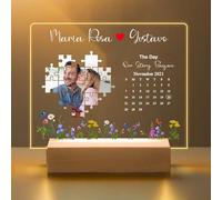 FCLYDER Custom Acrylic Plaque Printed with Photo, The Day I Found My Missing Piece Light Frame, Customized Picture Frame with LED Night Light, Gifts for Couples, Valentine's Day