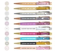 FCLYDER Personalised Engraved Custom Colourful Glitter Floating Ballpoint Glitter Pens, Custom Sparkly Gel Pens Glitter, 10 Pcs Bling Ballpoint Pen, Gift for Friends Business Colleague