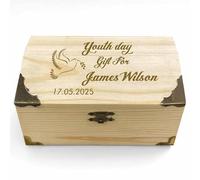 FCLYDER Personalised Wooden Keepsake Box, Custom Birthday Wooden Boxes Gift Engraved, Custom Memory Box for Photos, Jewelry, Letters, and Gifts
