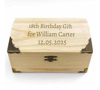 FCLYDER Personalised Wooden Keepsake Box, Custom Birthday Wooden Boxes Gift Engraved, Custom Memory Box for Photos, Jewelry, Letters, and Gifts