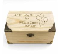 FCLYDER Personalised Wooden Keepsake Box, Custom Birthday Wooden Boxes Gift Engraved, Custom Memory Box for Photos, Jewelry, Letters, and Gifts