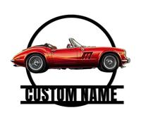 FCLYDER Personalized Car Photo Garage Wood Sign - Custom Name Workshop Sign with Light - Customized Car Cartoon Picture for Garage - Car Wall Art For Home Decor- Cave Decor Gift for Man